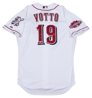 2015 Joey Votto Game Used & Signed/Inscribed Cincinnati Reds Home Jersey (PSA/DNA) 